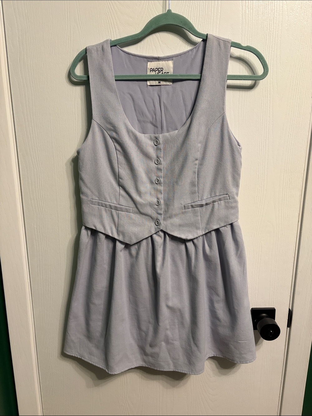 Paper heart Light Lavender Sleeveless Button-Front mini Dress size Medium